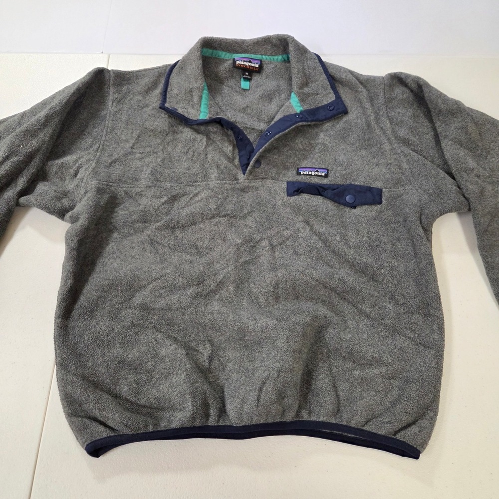 Patagonia Synchilla Lightweight Snap-T Fleece Pullover Grey Navy XS
